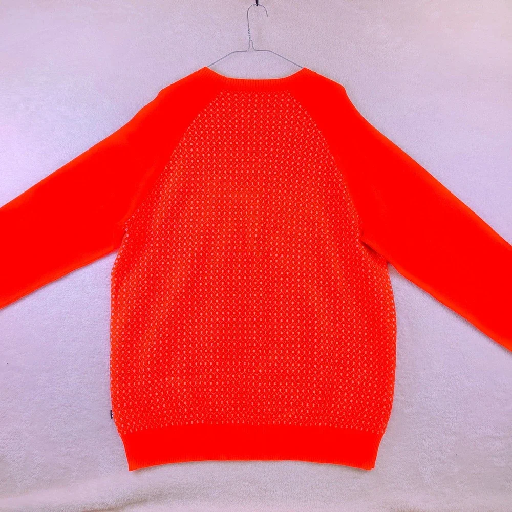 Free Assembly Mens XL Red Birds Eye Knit Raglan Crewneck Sweater Pullover